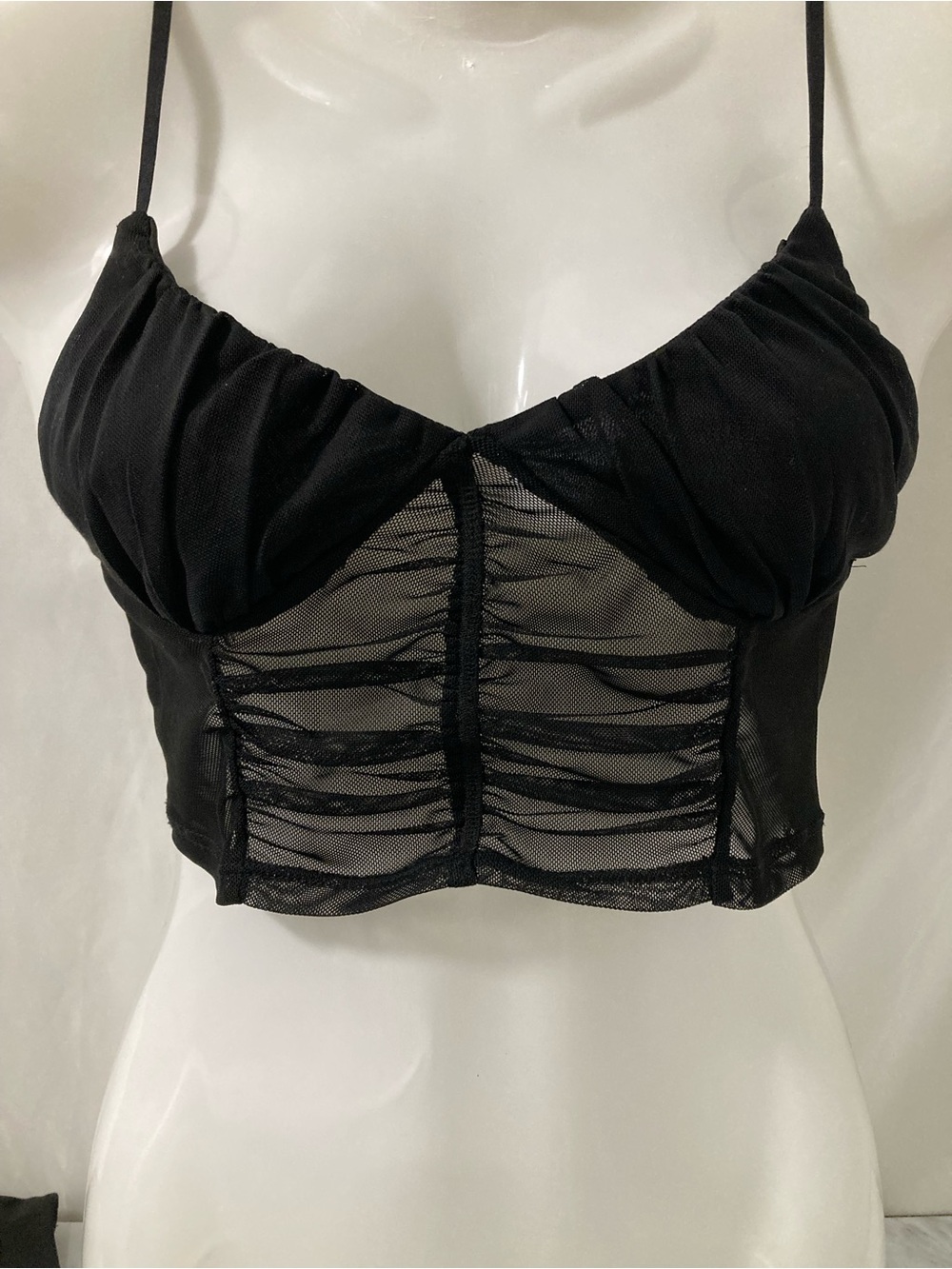 Garage Black Sheer Lace Bustier Corset Crop Top Y2K Size XS